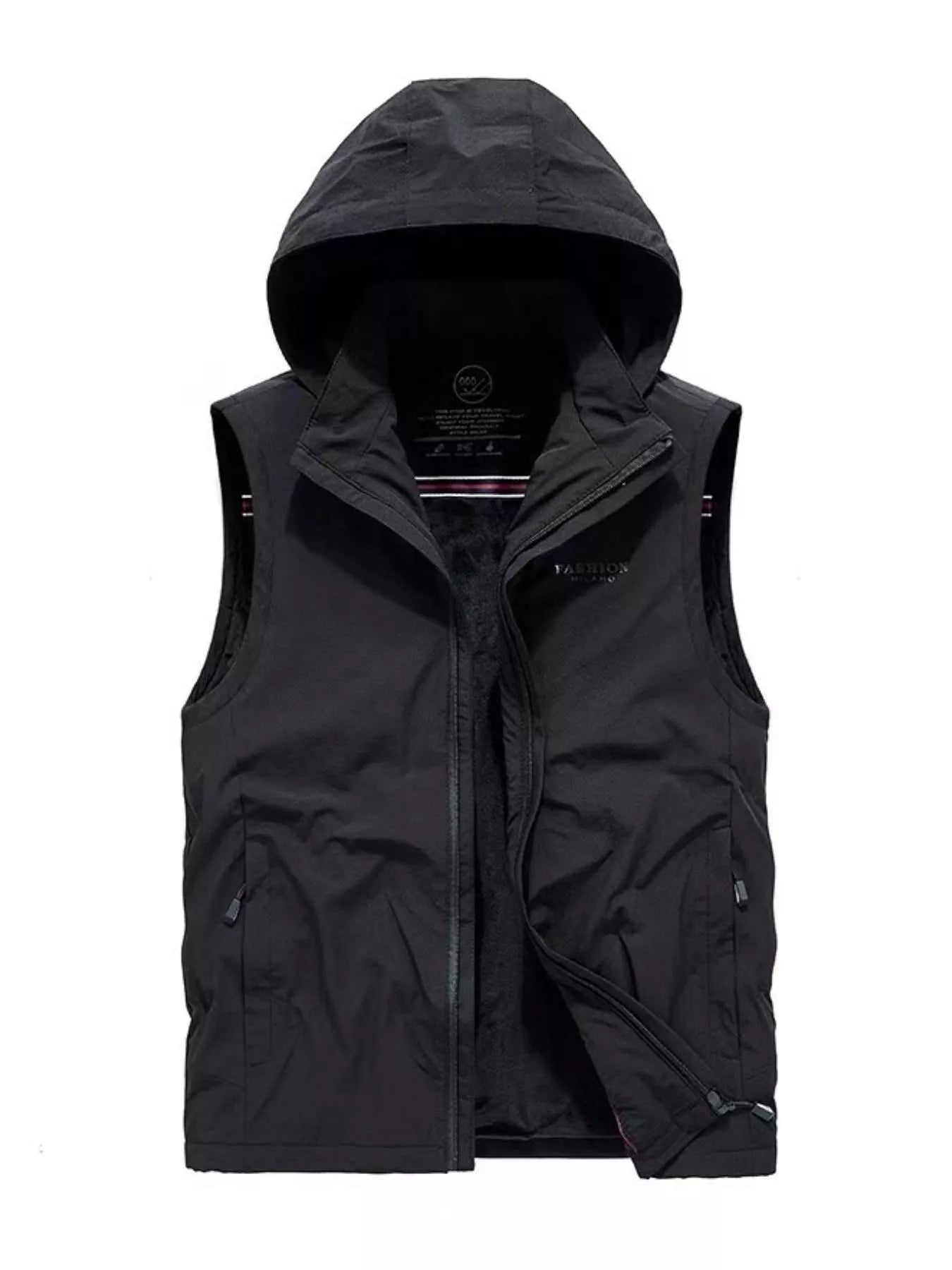 Men's Plus Size Hooded Zip Up Vest