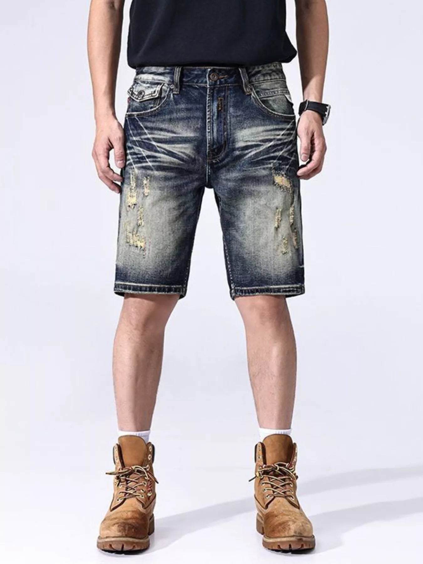 Men's Distressed Denim Shorts