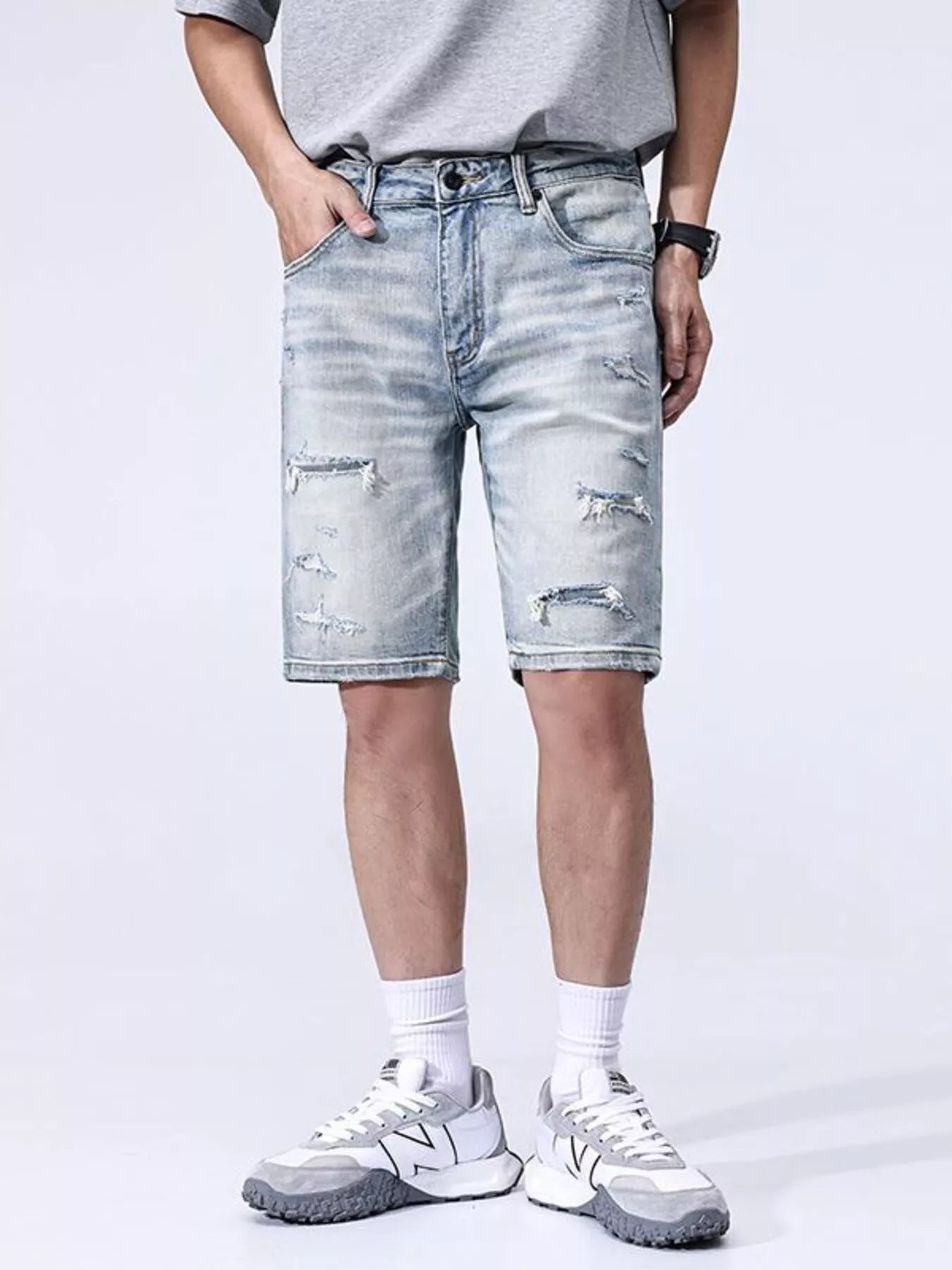 Men's Distressed Denim Shorts