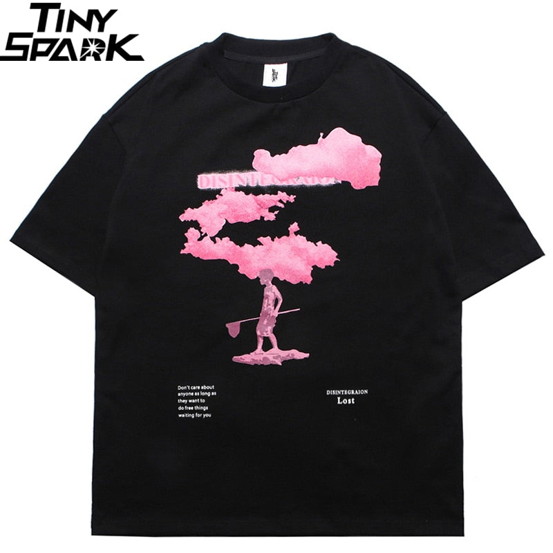 Streetwear Harajuku Tshirt Pink Cloud Hip Hop T Shirt Men Summer Short Sleeve T-Shirt Cotton Fashion Black Tops Tees HipHop