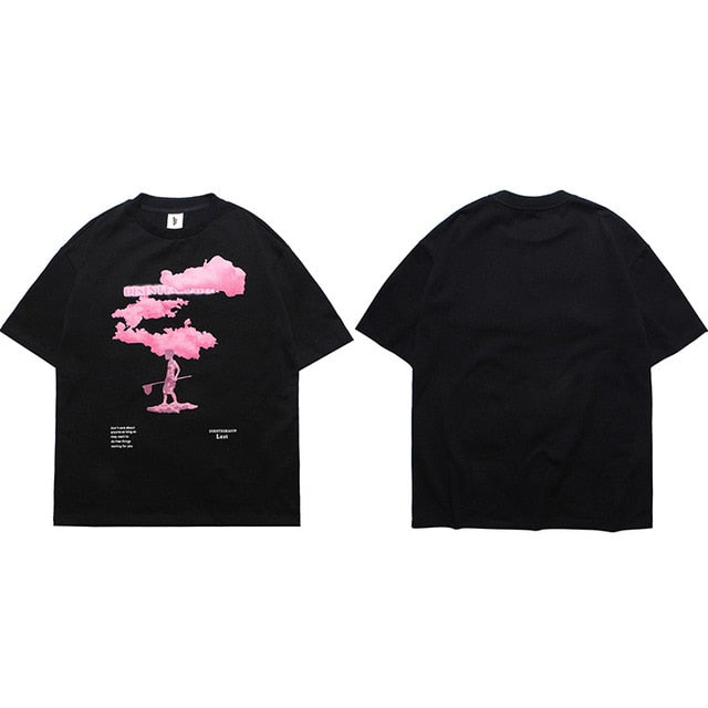 Streetwear Harajuku Tshirt Pink Cloud Hip Hop T Shirt Men Summer Short Sleeve T-Shirt Cotton Fashion Black Tops Tees HipHop