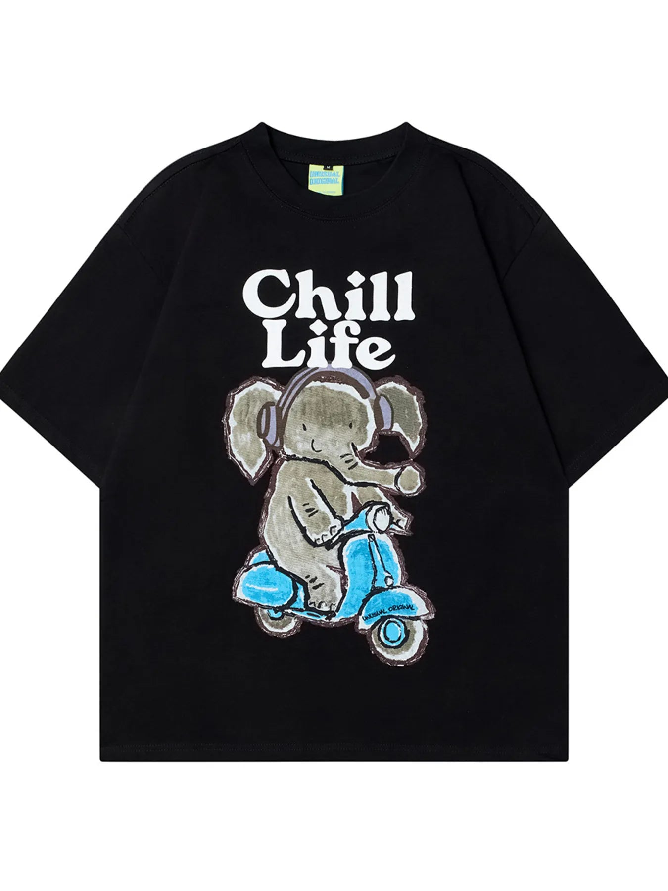 Men's Casual Elephant Graphic Short Sleeve Oversized T-Shirt