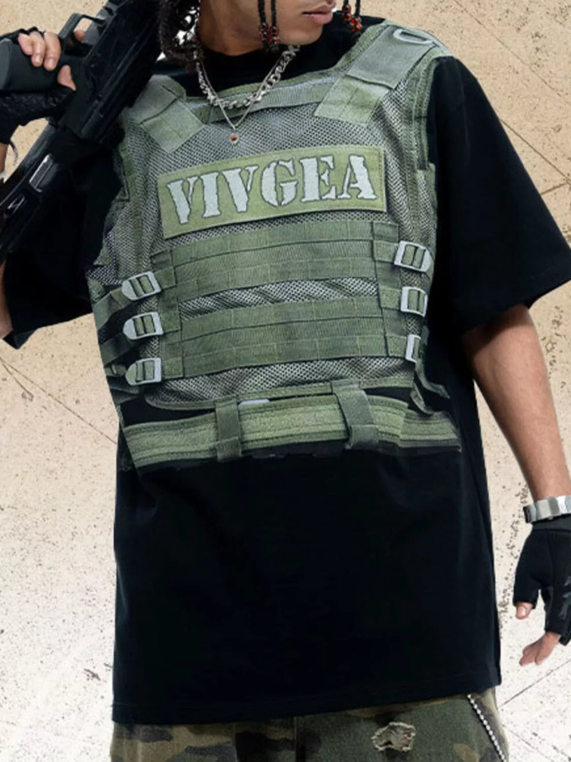 Men's Tactical Vest Print T-Shirt