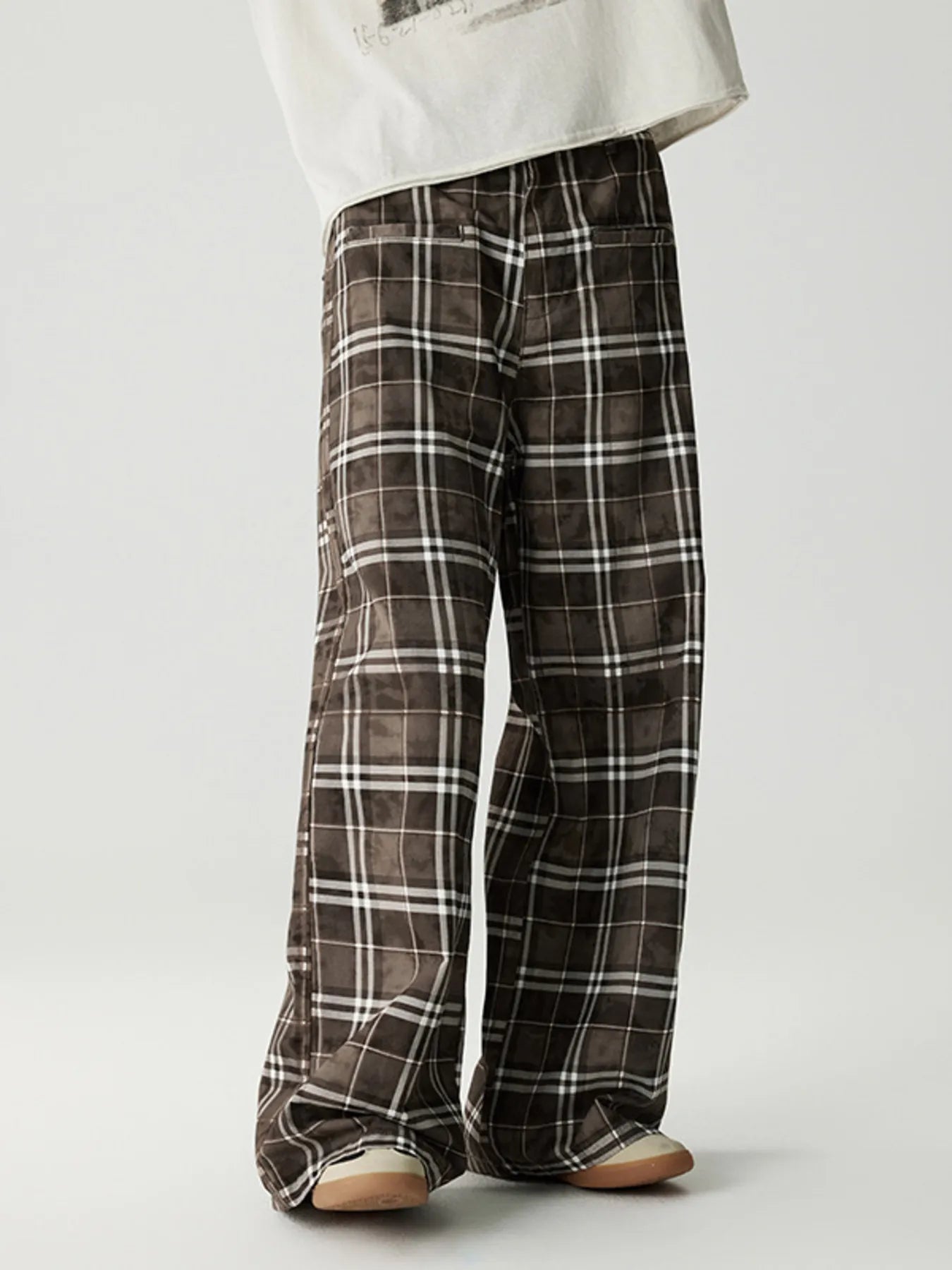 Men's Plaid Wide Leg Pants