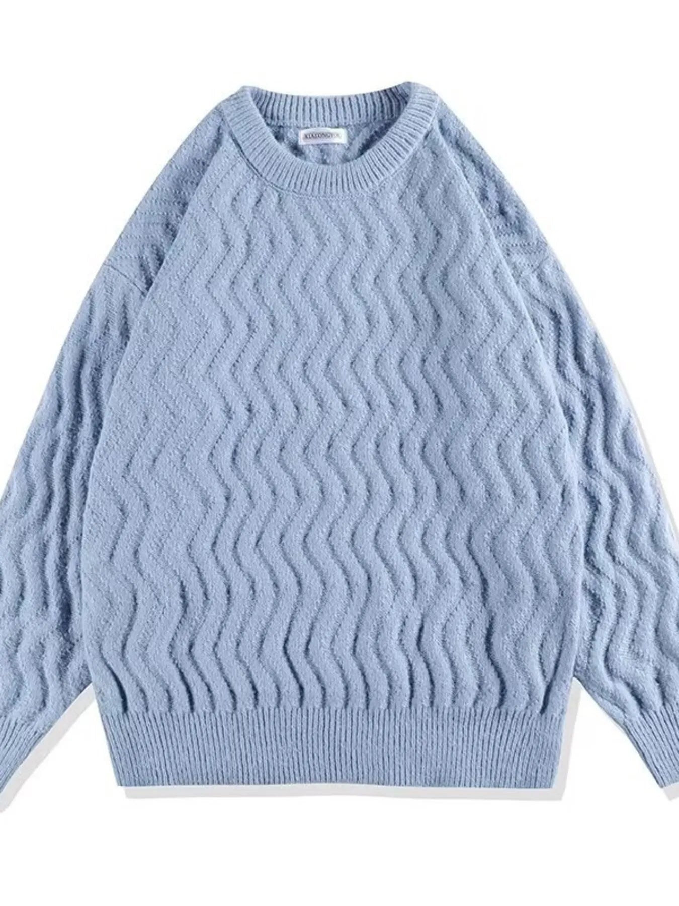 Men's Textured Wave Knit Sweater