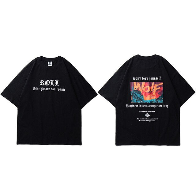 Oversize Hip Hop T Shirt Men Streetwear Harajuku Printed Tee Shirt Short Sleeve Cotton Casual T-Shirt Fashion Black Tshirt