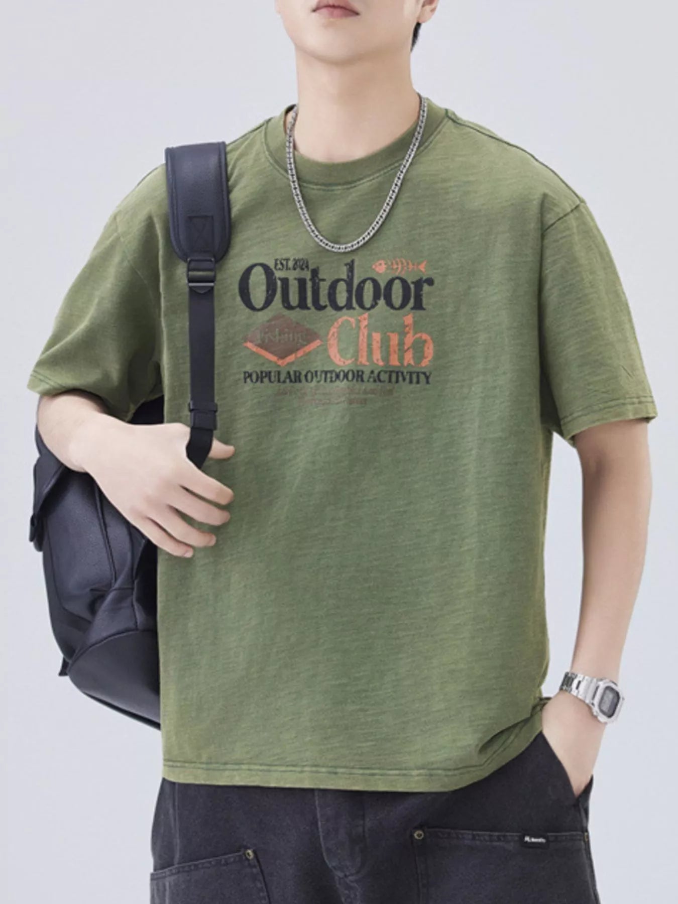 Men's Full Size Outdoor Graphic Round Neck Casual T-Shirt