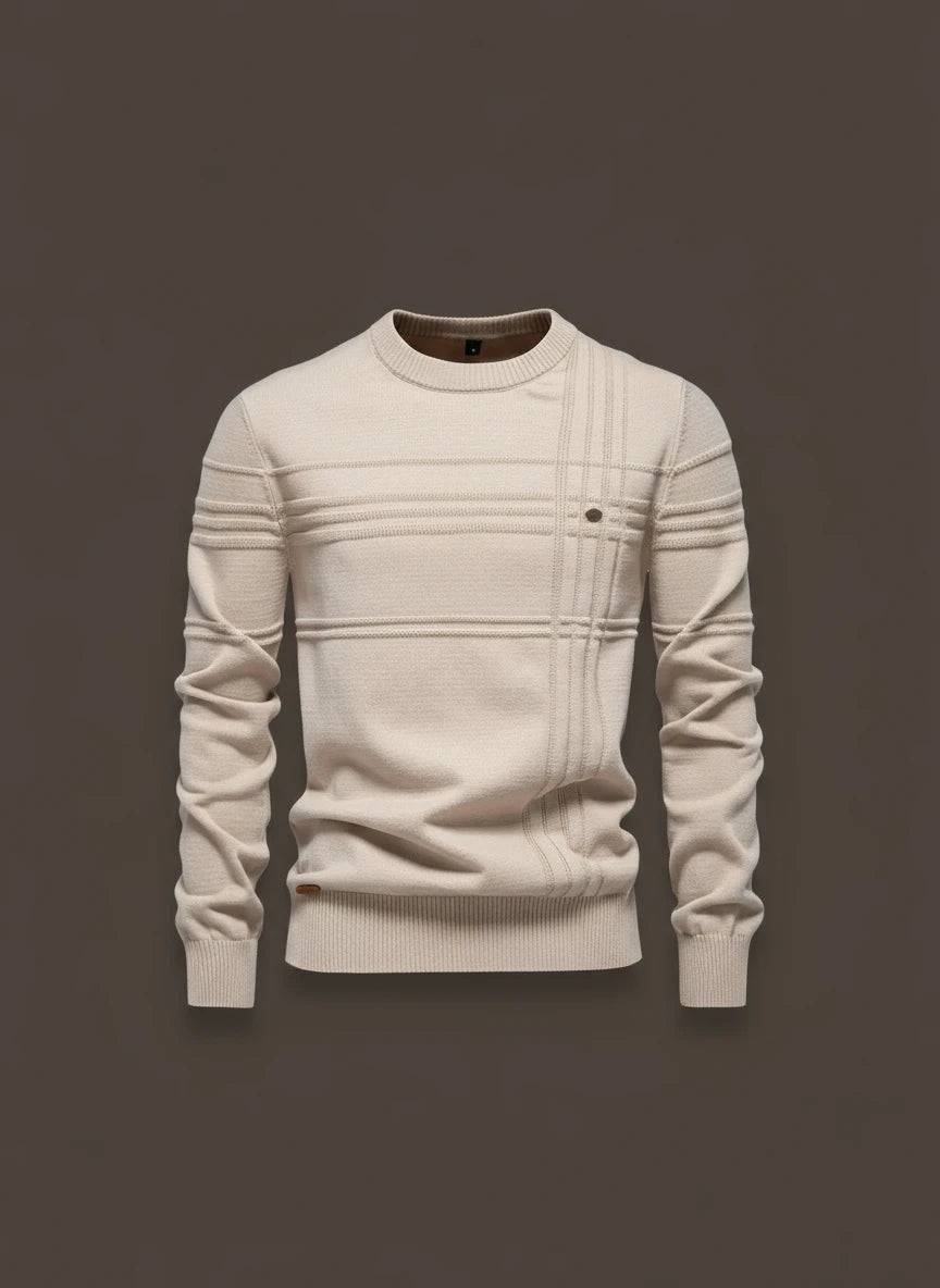 Men's Round Neck Striped Sweater