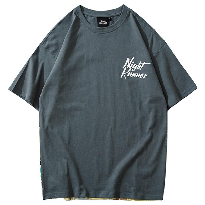 Streetwear T Shirt Men Hip Hop Chinese Colorful Fairyland Tshirt Short Sleeve Cotton