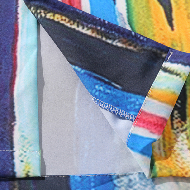 Men Hawaiian Shirt Painting Rainbow Stripe Hip Hop Shirt