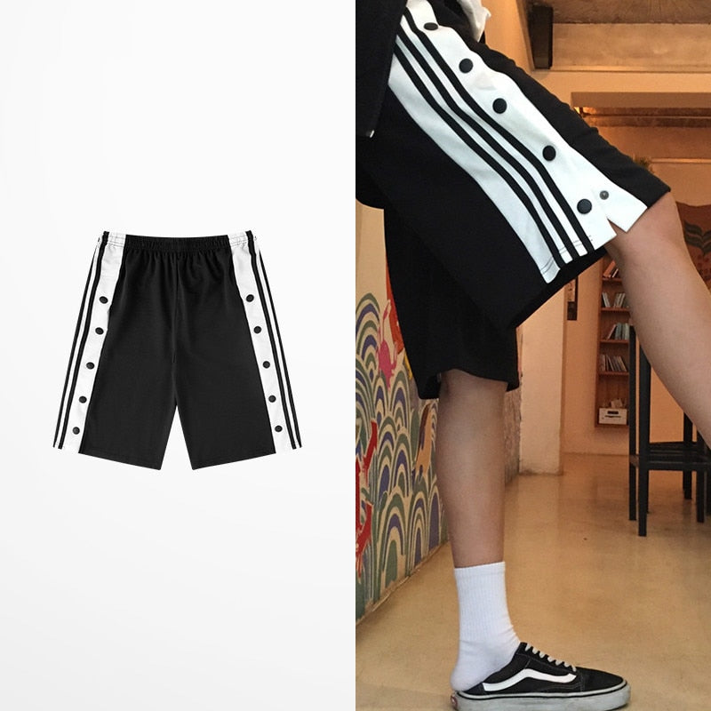 Hip Hop Retro Side Slip Fastener Shorts Men Casual Wear Sports Short