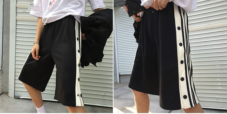 Hip Hop Retro Side Slip Fastener Shorts Men Casual Wear Sports Short