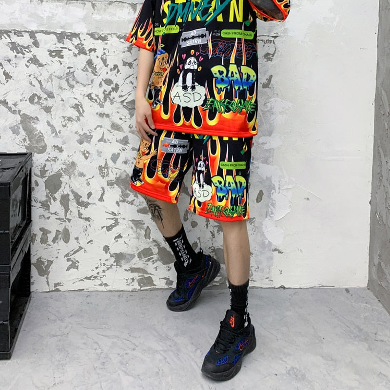 Men Shorts Hip Hop Bermuda Style Elastic Waist High Street Summer