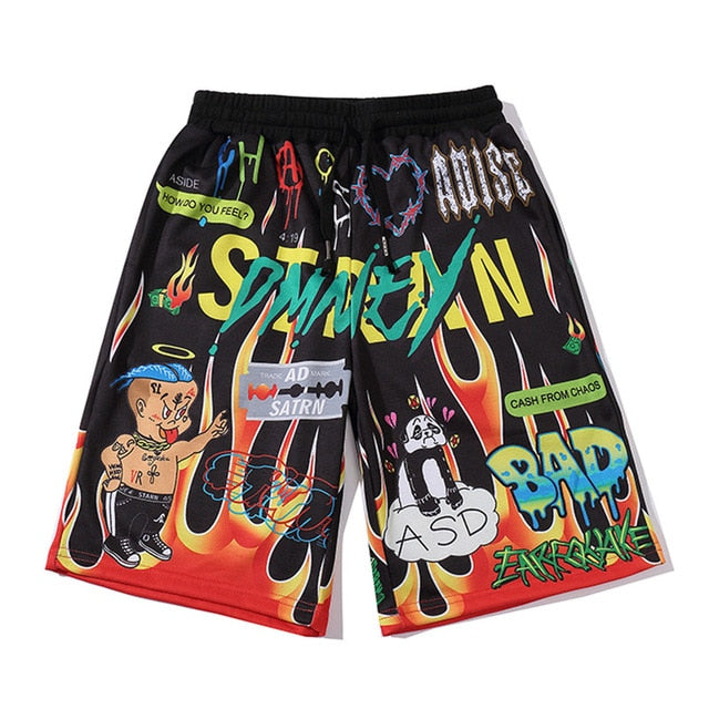 Men Shorts Hip Hop Bermuda Style Elastic Waist High Street Summer