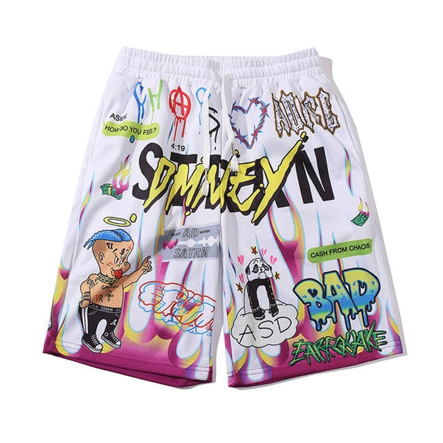 Men Shorts Hip Hop Bermuda Style Elastic Waist High Street Summer