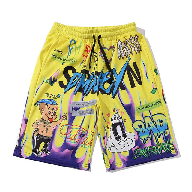 Men Shorts Hip Hop Bermuda Style Elastic Waist High Street Summer