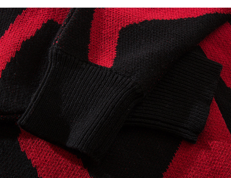 Men Skull Printed Hip Hop Sweater Streetwear High Quality Loose Oversized Sweaters Casual Pullover Clothing KA13