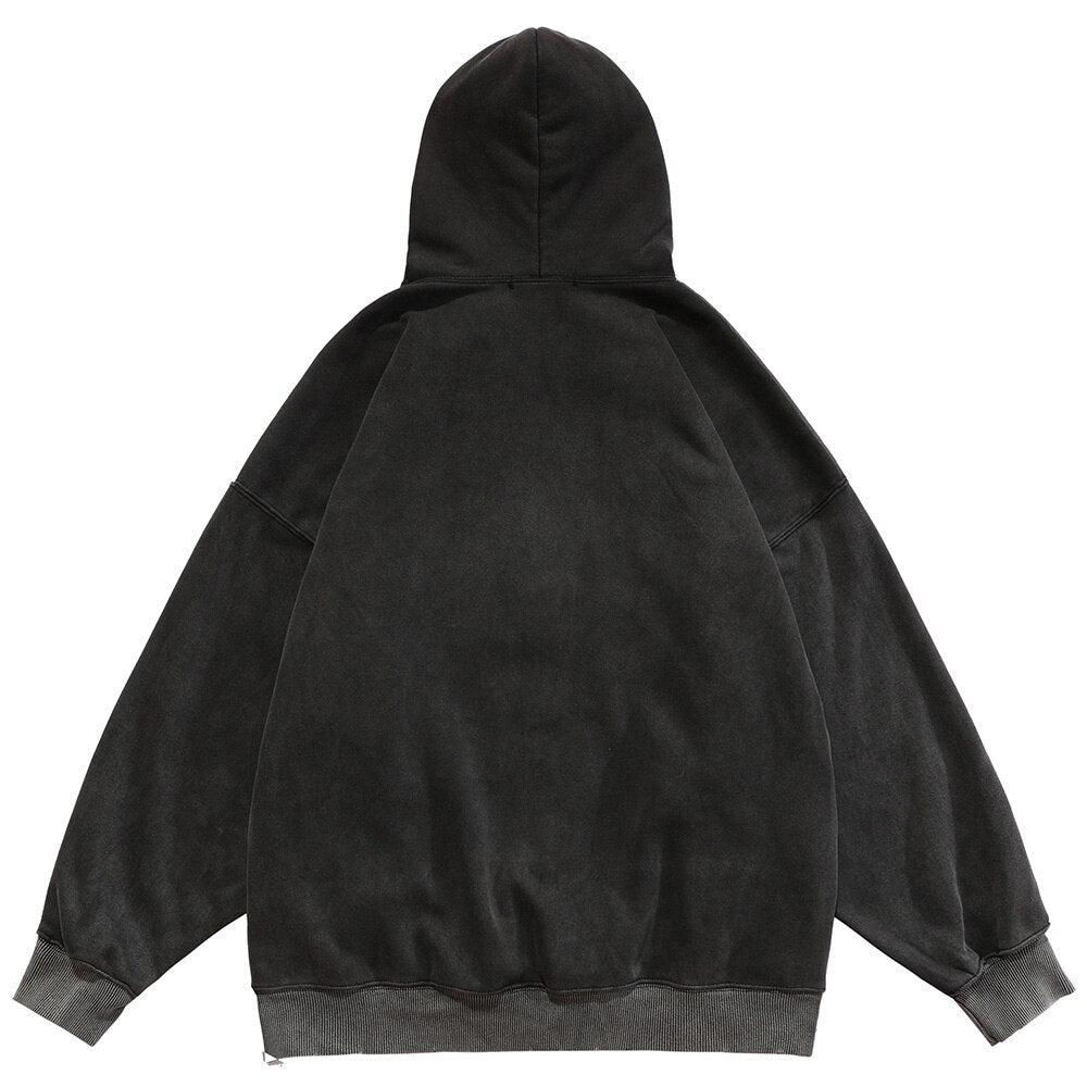 Hoodie Men Cool Man Color Block Print Pullover Winter Plus Velvet Cozy Hipster Hip Hop Punk High Street Male Streetwear